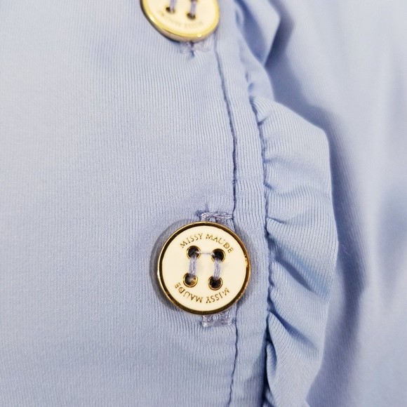 Missy Maude Blue Ruffle Neck Short Sleeve Top Women Size XL Style 1508 - Picture 8 of 14